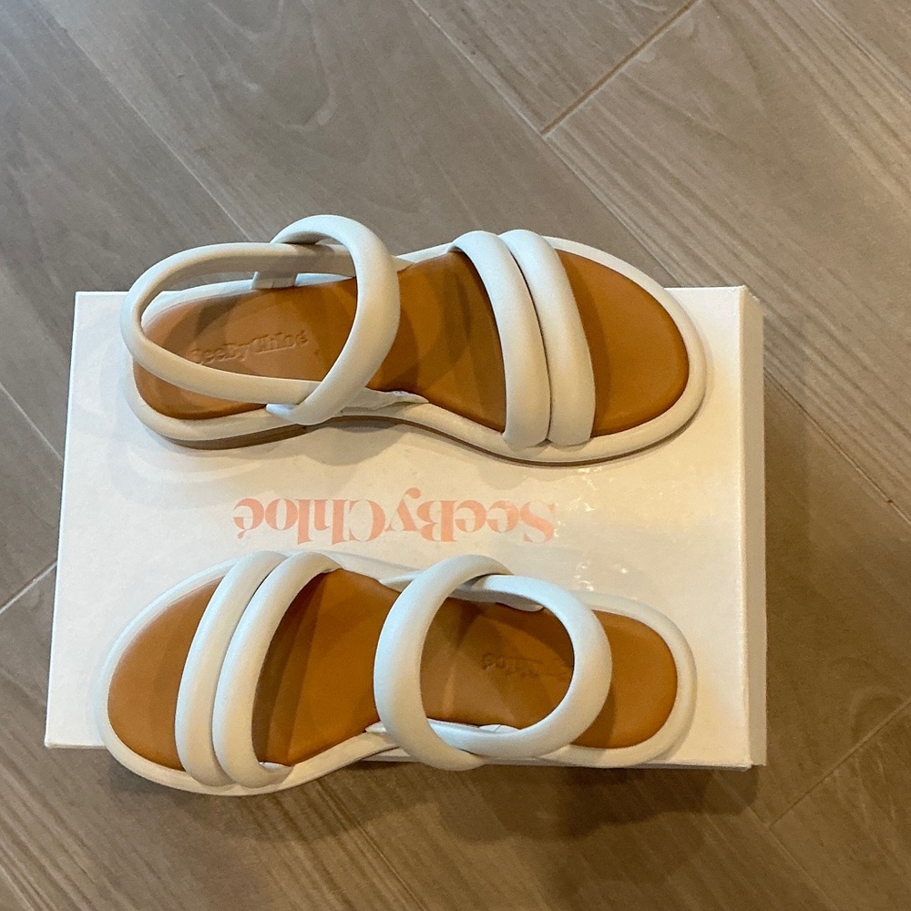 See By Chloe White and Tan Sandals - Picture 2 of 16